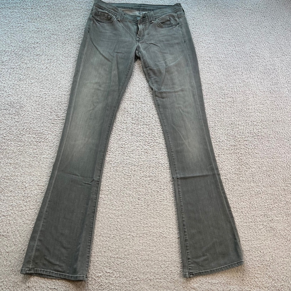 7 For All Mankind Kimmie Bootcut Grey Jeans 27 Made in USA Stretch Denim Womens